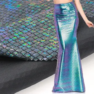 Wingtex 2022 गर्म बिक्री पन्नी प्रिंट गर्म मुद्रांकन मछली पैमाने प्रिंट स्पैन्डेक्स कपड़े के लिए पोशाक