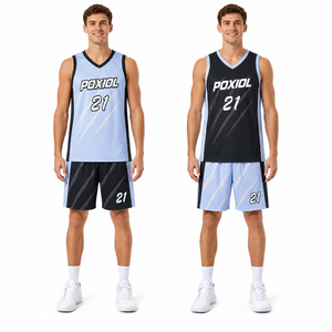Ensemble de maillots de basket-ball réversibles personnalisés avec shorts 2 en 1, uniforme d'équipe double face, kit en mesh respirant, vêtements de sport OEM - Product Image 1