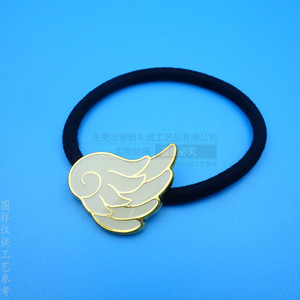 Élastique à cheveux en alliage de zinc avec logo et plume, couleur personnalisée, accessoire décontracté pour la tête - Product Image 1
