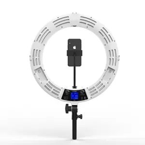 Lampu ring fotografi 18 inci, lampu cincin fotografi tiktok video hidup dengan dudukan tripod dapat diredupkan, lampu led 18 inci