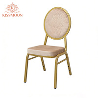 Chaise de salle à manger moderne empilable en aluminium et tissu velours pour hôtel, restaurant, banquet, mariage, extérieur et salon