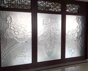 High-Strength Stained <strong>Glass</strong> <strong>Panels</strong> High Light Transmittance-Embossed Design Customizable Patterns for Contemporary Home - Product Image 1