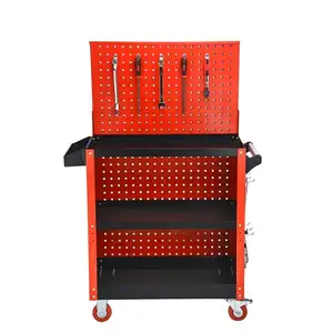 Asılı kurulu ile 3 Tier yüksek kalite aracı sepeti metal takım dolabı ile kolu ve tekerlek çelik aracı sepeti ile arkalık