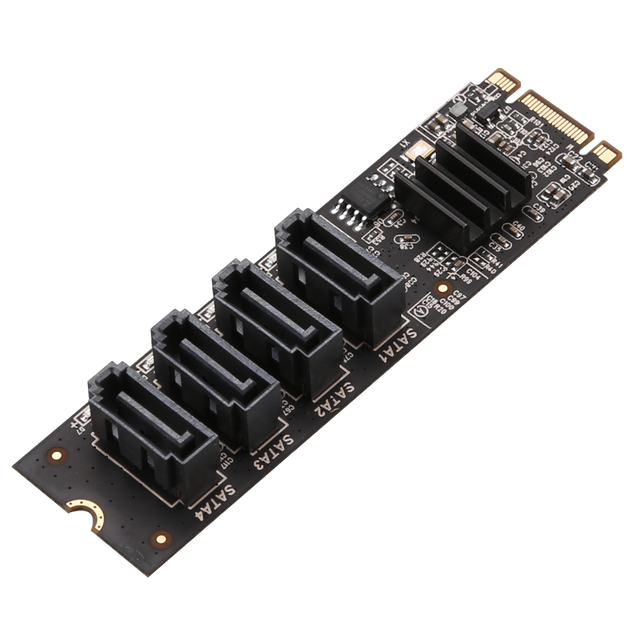 M.2 to 4SATA3.0 (M Key+B Key) Expansion Card for ASMedia Support NVME & PCIe