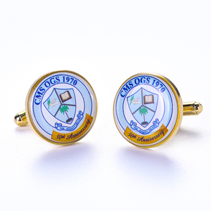 Có Sẵn Mẫu Tùy Chỉnh Mạ Vàng Kim Loại In Ấn Tráng Epoxy Kỷ Niệm Logo Brass Khoảng Trống Khuy Măng Sét Cho Nam Giới - Product Image 3