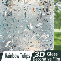 Moderne statische PVC gefrostete bunte Tulpen Formen Glasfenster folie dekorative wasserdichte Privatsphäre für Haustür Windows Factory