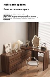 Moderno Simple Cubo de madera maciza Gabinete Tocador Dormitorio Cama Extremo Almacenamiento con esquina integrada Escritorio Maquillaje Vanidades - Product Image 3