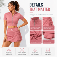 Ensemble deux pièces pour femmes, vêtements de sport ajustés avec logo personnalisé, fermeture éclair colorée, veste et mini-jupes de tennis, ensemble de survêtement