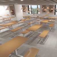 Ensemble table et chaises de salle à manger moderne et simple pour cantine et restaurant commerciaux, capacité 3-4 personnes