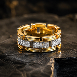 Anello elegante bicolore per donna, gioielli minimalisti alla moda - Product Image 4