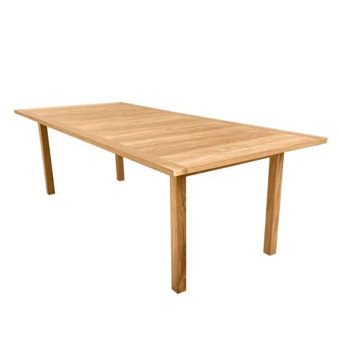 Color de madera de teca de aluminio 6 pies 8 pies mesa de comedor de teca rectangular patio al aire libre mesa de comedor de madera para 6-8-10 asientos