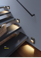 PC2002 6W Luminaire mural carré étanche à LED SMD pour escaliers extérieurs, marches, IP65, lampe murale moderne