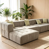 Ensemble de canapés modulaires sectionnels en tissu capitonné, siège profond, chaise longue en forme de L, meubles modernes pour salon
