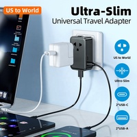 Süper İnce Evrensel Priz Dünya Çapında Adaptör USB Seyahat Şarj Cihazı 25W Hızlı Şarj Çoklu Portlu Seyahat Adaptörü