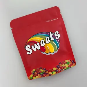 In Stock And Custom Printed 600mg Candy Sweets Rope Edibles Packaging Mylar Rainbow Bites Packets Bag