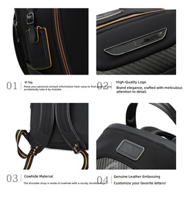 High Quality Ballistic Nylon Business Backpack for Men LuxurySport Laptop Bag Waterproof <strong>Travel</strong> <strong>Rucksack</strong> with CarbonFiber Detail - Product Image 5