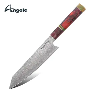 Colore casuale manico del coltello AUS-10 in acciaio di damasco del cuoco unico della lama con cura in legno di palissandro manico della lama del cuoco unico