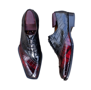 Chaussures de soirée pour hommes en cuir véritable pur, sur mesure, cousues Goodyear, faites à la main, à lacets, semelle en cuir multicolore cousue à la main, modèle Blind - Product Image 1