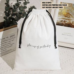 Bolsa Ecológica de Algodón Twill Blanco para Zapatos y Sombreros, con Logotipo Personalizado, Bolsa de Compras con Cordón de Algodón Twill - Product Image 1