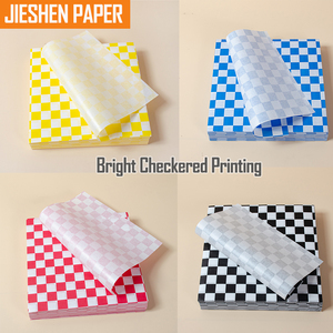 Livraison rapide en gros impression papier couché Pe 12x12 "papier d'emballage anti-graisse Deli Fast Food Burger à carreaux - Product Image 2