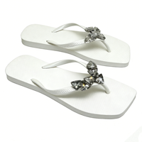 Sandales de plage pour femmes à plateforme et tongs avec semelle en caoutchouc EVA, logo personnalisé, chaussures d'été, strass