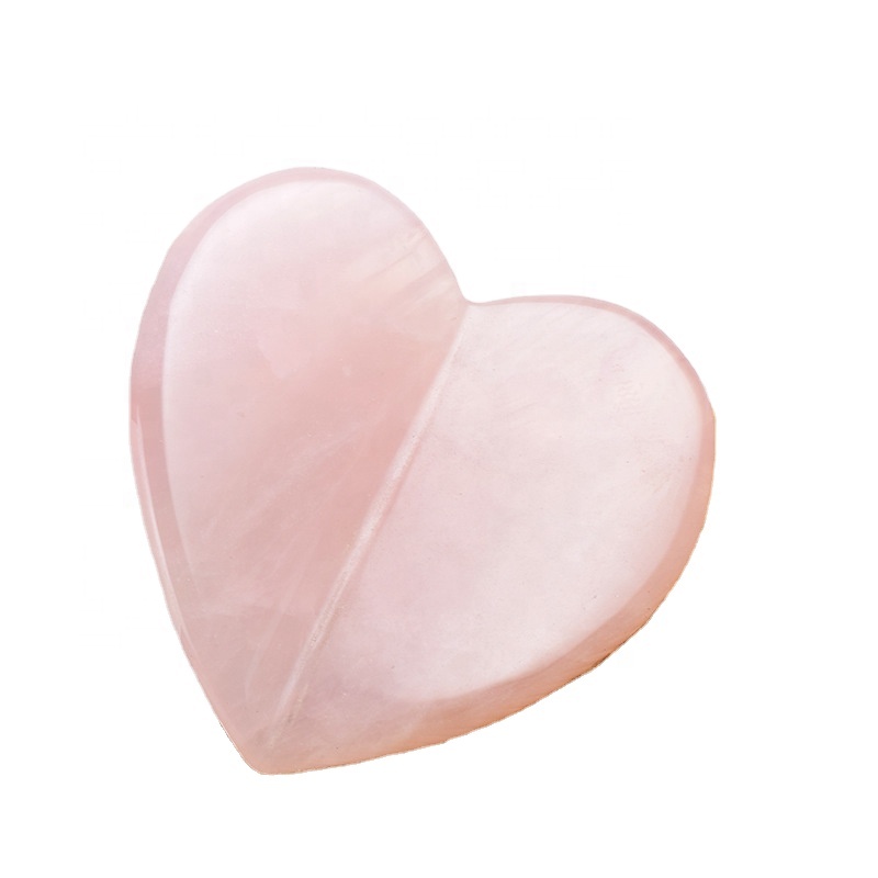 Corazón de cuarzo rosa 3D Gua Sha