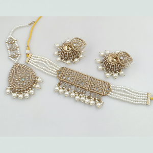 Ensemble de bijoux plaqué or - 12881120WH avec pierre en cristal et collier ras du cou en perles - Product Image 2