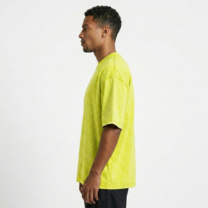 Camiseta para Hombre con Lavado Ácido, Algodón Pesado Premium, Corte Oversize, Cuello Redondo, Manga Corta, Estilo Urbano Vintage, Transpirable - Product Image 5