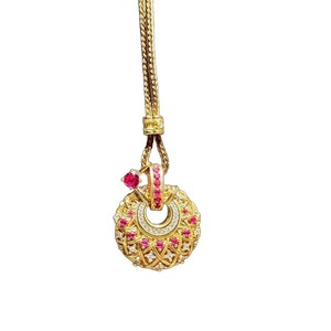 Red Corundum Diamond Pendant Necklace Geometric Design Pave Setting Women's Party Jewelry Sweater Chain <b>Light</b> Luxury Fashion - Product Image 5