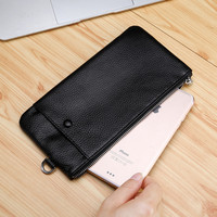 Portefeuille de luxe en cuir véritable pour femme, avec dragonne, multifonction, pour téléphone, avec poche pour billets et fermeture éclair