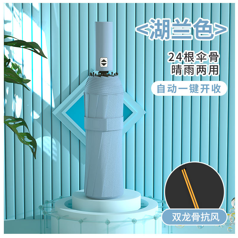 Paraguas automático negro insignia-paraguas-24 hueso-azul lago