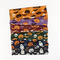 Ikat Kepala Halloween untuk Wanita Anak-anak Ikat Rambut Motif Laba-laba Tengkorak Labu Ikat Kepala Kain Kostum Pesta 6 Warna Grosir
