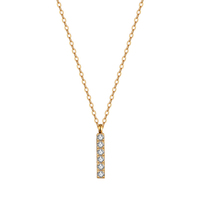 Collier minimaliste pour femme avec barre verticale et zircon cubique, en acier inoxydable 304, bicolore or et argent, chaîne de clavicule quotidienne, bijoux de mode