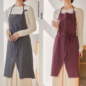 Tablier sans manches en lin de style japonais, anti-salissures, réglable au niveau du cou, unisexe, pour les cafés, les salons de thé et l'usage domestique - Product Image 4