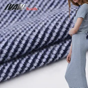 Новый стиль вискоза полиэстера стрейч матовая пряжа окрашенная двойная трикотажная ткань 2x2 ребра для свитера