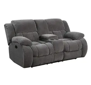 Dernier modèle de fauteuil inclinable manuel en tissu gris avec porte-gobelet et table basse pliante canapé moderne de luxe à prix direct d'usine