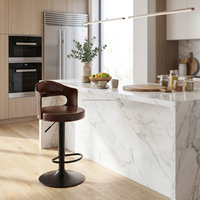 Nouvelle conception de tabouret haut réglable en cuir PU pour usage domestique et commercial, chaise de bar pliable avec structure en fer