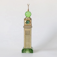 Modèle de la tour de l'horloge de la Mecque en cristal avec base lumineuse LED pour les souvenirs islamiques d'Abraj Al Bait