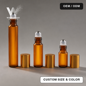 Botellas de Vidrio con Rodillo de Ámbar, Bolas de Cristal de Gemas, Cuarzo Rosa, Amatista, Botellas de Vidrio para Envasado de Productos de Bienestar y Curación, Proveedor - Product Image 1