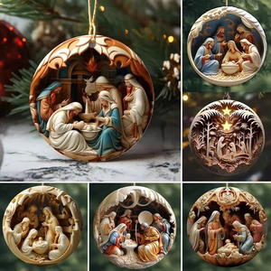 Pendente Natalizio in Acrilico con Presepe Decorazione per Auto e Casa Effetto 3D Pendente per Albero di Natale per Decorazioni per Feste Augurio di Natale - Product Image 3