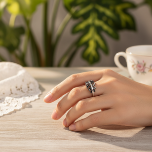 Leaf Shape Design Zircon Stone <b>Adjustable</b> <b>Ring</b> Turkish Handmade Fine Women Wholesale 925 Sterling Silver Jewelry - Product Image 3