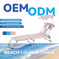 Chaise longue de bronzage robuste en fer OEM personnalisée 150 kg avec découpe pour le visage, pliable, en Oxford 600D, pour extérieur, vente en gros