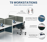 Bureau modulaire pour 6 personnes meuble épissé poste de travail Table de bureau Cloison centrale d'appel