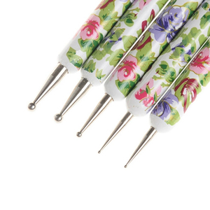 Lot de 5 stylos à double usage pour nail art, aiguilles de stamping, applicateur de strass, manche en métal acrylique, outil de manucure professionnel - Product Image 4