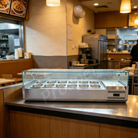 Réfrigérateur de présentation de comptoir 1500 mm pour ingrédients de salade, table de préparation réfrigérée pour bar à salades, pizzas et traiteur