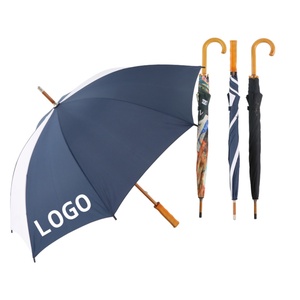 Wholesale Sunny Kinte Metal <b>Frame</b> Manual Open Windproof Umbrella Classic Wooden J Stick Handle Easy Grip Straight Rain 190T - Product Image 1