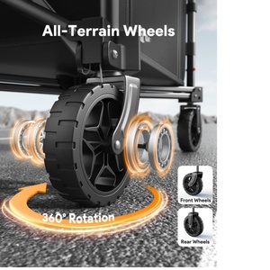 Inklapbare vouwwagen 3-in-1 omvormbare bank 220 lbs draagvermogen 120L boodschappenkar wielen strand camping opbergbaar - Product Image 5