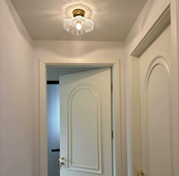 Luminaire suspendu LED en verre style Wabi-Sabi Mid-Century, lampe de couloir moderne AC pour entrée, balcon, chambre, dressing