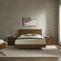 Hotel de estilo japonés para uso doméstico, plataforma doble de madera maciza, marco de cama baja, tamaño Queen King