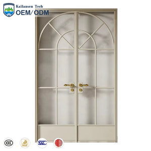 Puerta Francesa de Aluminio con Doble Bisagra y Rejilla, Vidrio Personalizado, Cerradura de Seguridad, Puertas Abatibles para Interiores de <span class=keywords><strong>Casa</strong></span> - Product Image 1